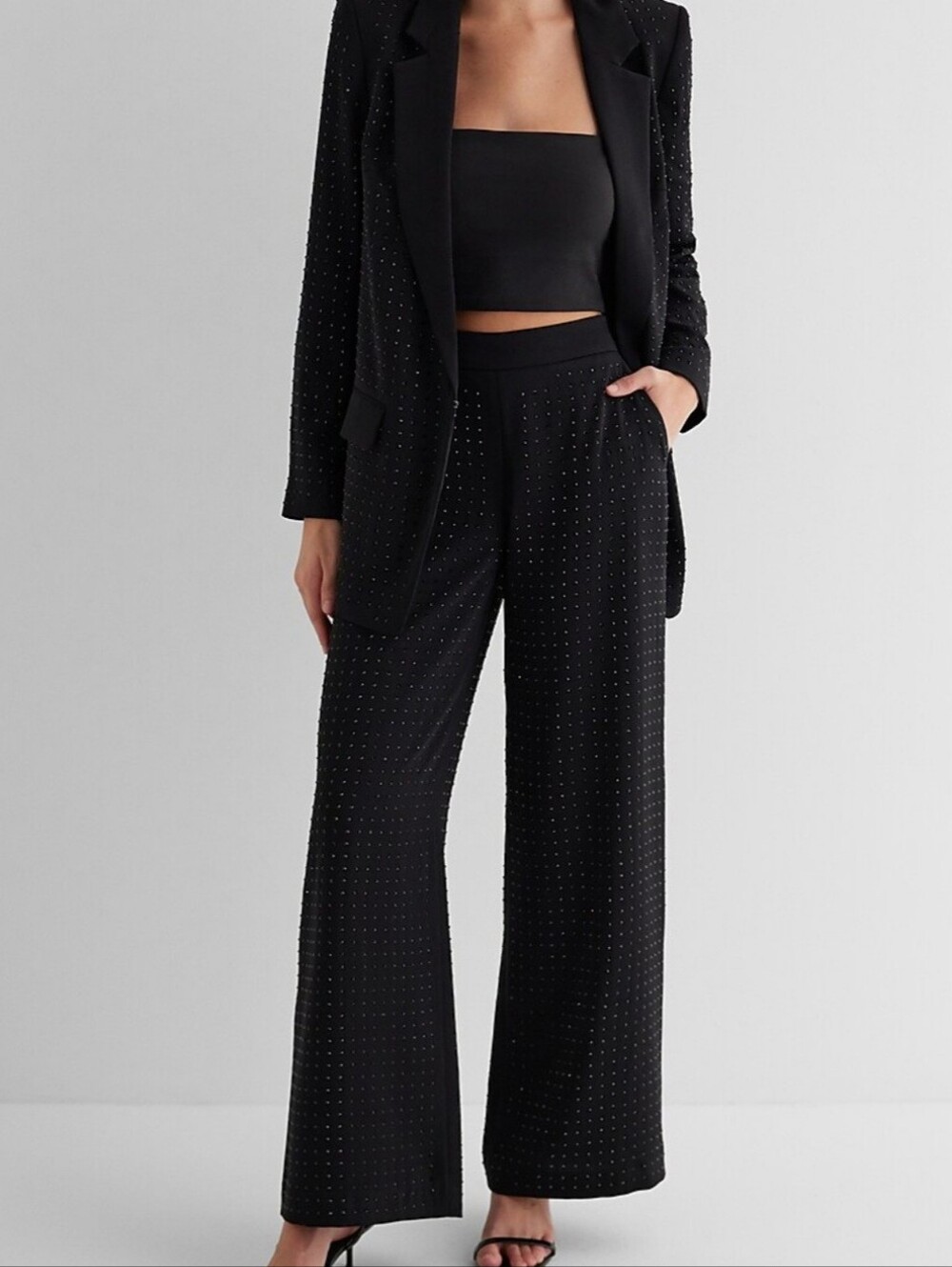 Express HighWaisted Rhinestone Studded Wide Leg Trousers-NWT!